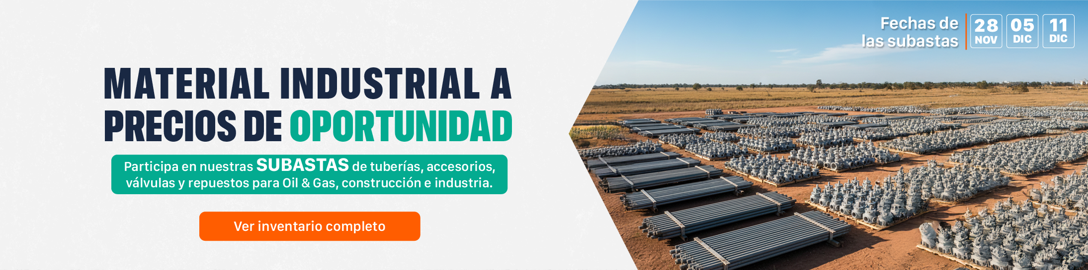 subasta de tubería y accesorios